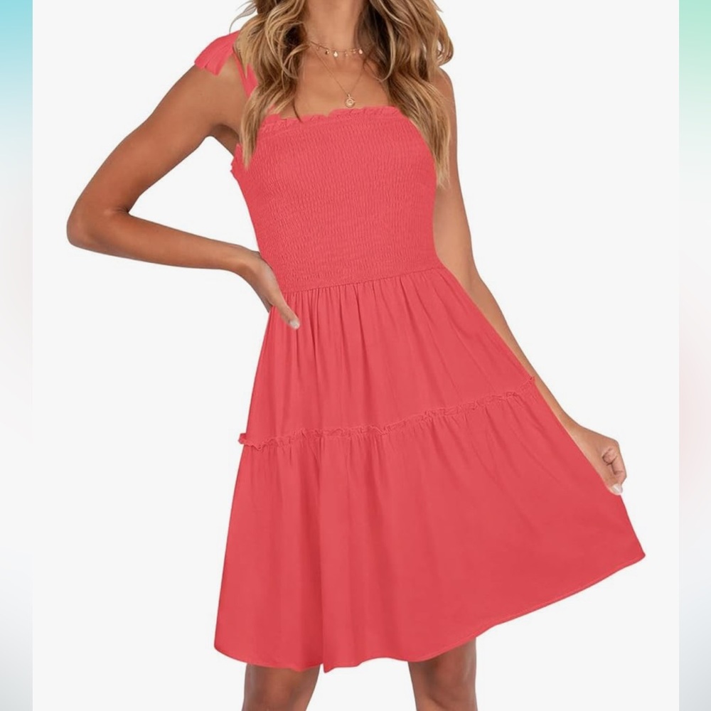 NWOT Zesica Coral Smocked Swing Summer Dress